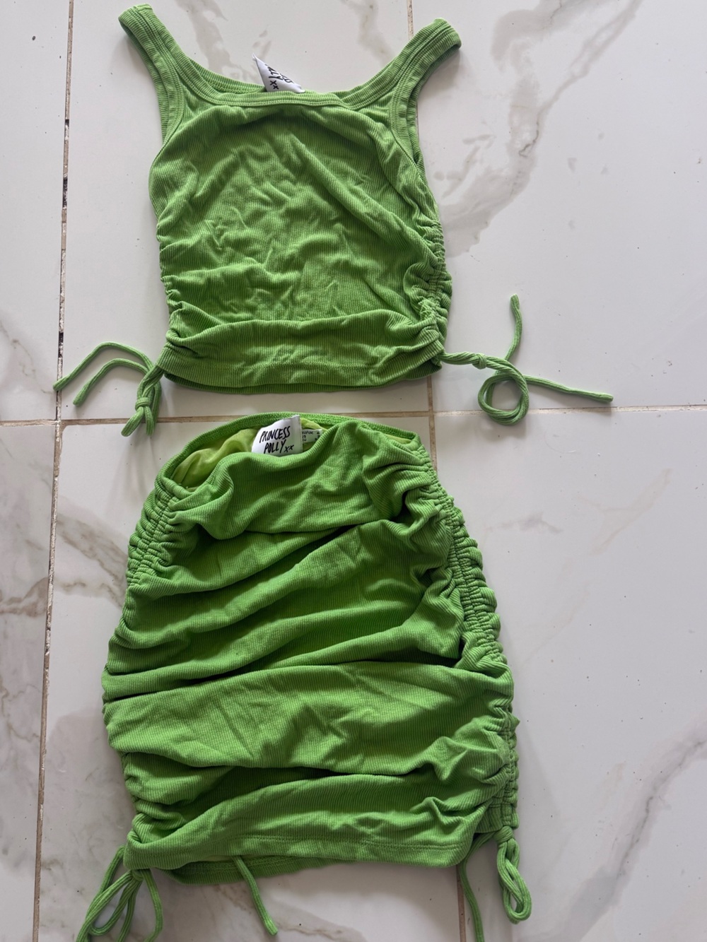 Princess Polly Green Ruched Two-Piece Skirt Set - Picture 2 of 5